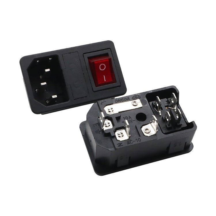 10 ชิ้น AC-01 ปลั๊กไฟสามพินพร้อมซ็อกเก็ตสวิตช์ความปลอดภัย, 10 PCS AC-01