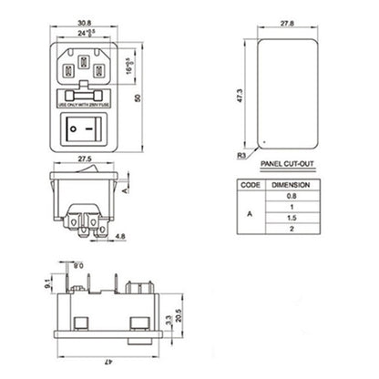 10 ชิ้น AC-01 ปลั๊กไฟสามพินพร้อมซ็อกเก็ตสวิตช์ความปลอดภัย, 10 PCS AC-01