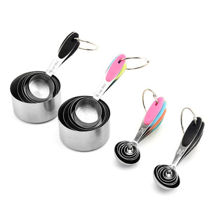 ชุดช้อนตวงสแตนเลสช้อนกาแฟเบเกอรี่อุปกรณ์ครัว, Measuring Cup 5 in 1, Measuring Spoon 5 in 1, 5 in 1 Measuring Cup(Color), 5 in 1 Measuring Spoon(Color)