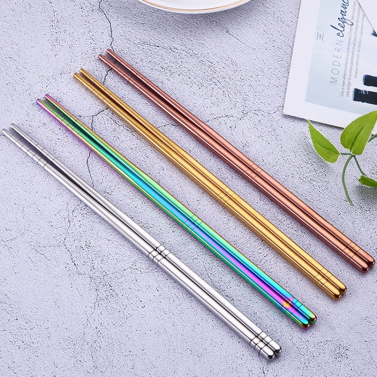 เครื่องใช้บนโต๊ะอาหารสแตนเลส 1 คู่จานตะเกียบโลหะที่มีสีสันนำกลับมาใช้ใหม่ได้ ความยาว： 23 ซม