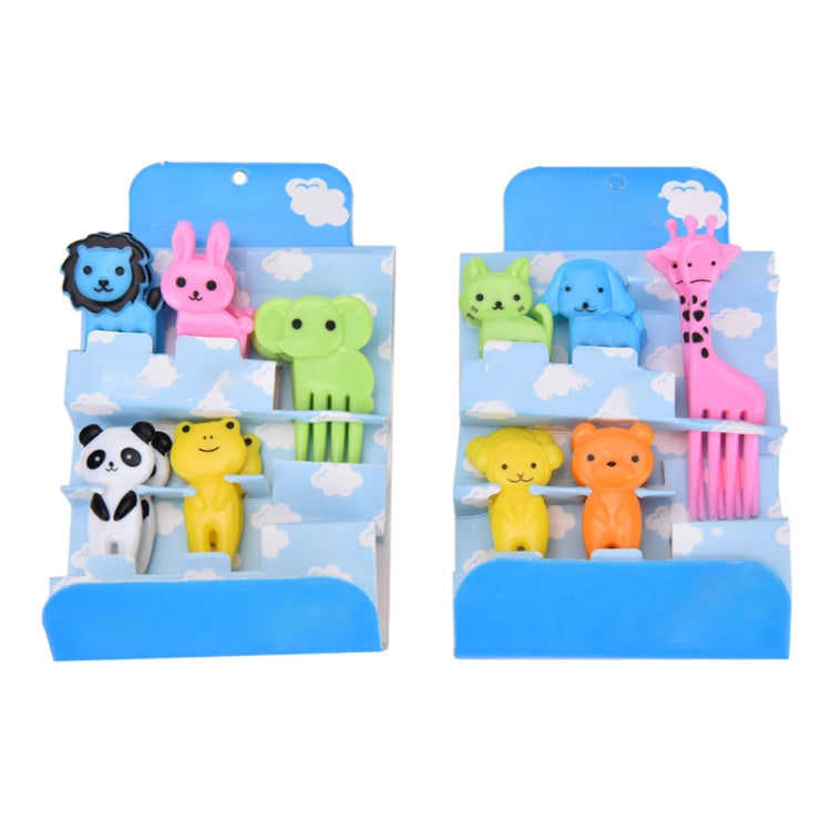 5 ชุด 10 in 1 สร้างสรรค์การ์ตูนสัตว์พลาสติกเด็กส้อมผลไม้ Bento ตกแต่งไม้จิ้มฟัน