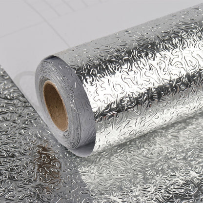 เตาผนังห้องครัวอลูมิเนียมฟอยล์สติกเกอร์ป้องกันน้ำมัน Anti-fouling อุณหภูมิสูง Self-กาว Croppable วอลล์เปเปอร์สติ๊กเกอร์ติดผนัง, 40cmx5m, 40cmx5m Croppable Wallpaper, 60cmx5m, 60cmx5m Croppable Wallpaper