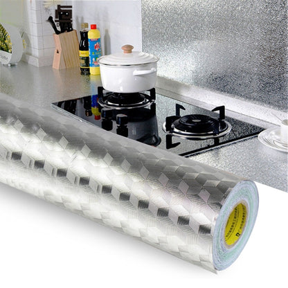 เตาผนังห้องครัวอลูมิเนียมฟอยล์สติกเกอร์ป้องกันน้ำมัน Anti-fouling อุณหภูมิสูง Self-กาว Croppable วอลล์เปเปอร์สติ๊กเกอร์ติดผนัง, 40cmx5m, 40cmx5m Croppable Wallpaper, 60cmx5m, 60cmx5m Croppable Wallpaper