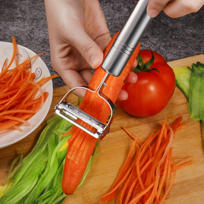 เครื่องปอกผักสแตนเลสมัลติฟังก์ชั่นเครื่องขูดไสคู่, 2 PCS Double Planing Grater
