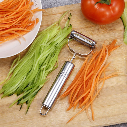เครื่องปอกผักสแตนเลสมัลติฟังก์ชั่นเครื่องขูดไสคู่, 2 PCS Double Planing Grater