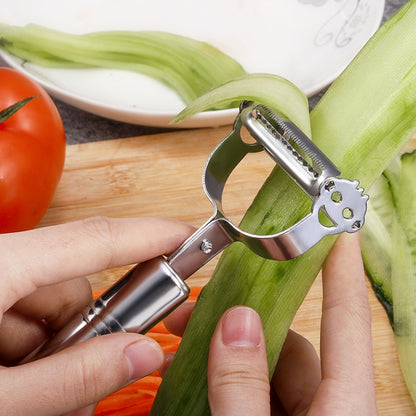 เครื่องปอกผักสแตนเลสมัลติฟังก์ชั่นเครื่องขูดไสคู่, 2 PCS Double Planing Grater