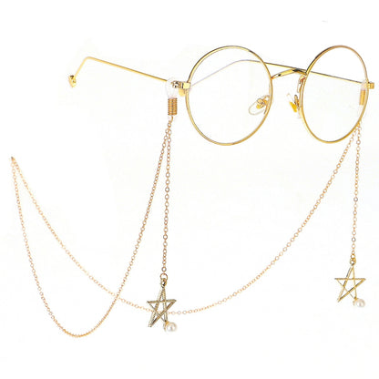 จี้แว่นตาโลหะกันลื่น 2 ชิ้นพร้อมห่วงโซ่แว่นตาจี้มุก, Pendant Glasses Chain