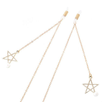 จี้แว่นตาโลหะกันลื่น 2 ชิ้นพร้อมห่วงโซ่แว่นตาจี้มุก, Pendant Glasses Chain