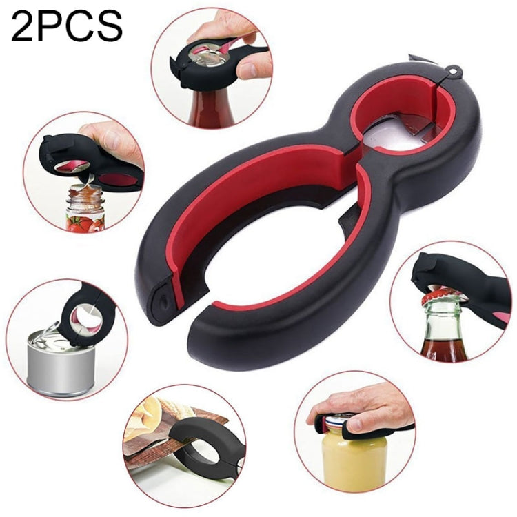 2 ชิ้น 6 in 1 Multi-Function Twist ที่เปิดขวด All in One Jar Gripper เบียร์ไวน์ฝาปิด Twist Off ที่เปิดขวด Claw, Bottle Opener