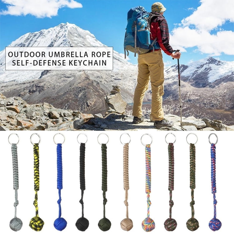 การป้องกันความปลอดภัยกลางแจ้งสีดำกำปั้นลิงลูกปืนเหล็กป้องกันตัวเอง Lanyard Survival Key CHAIN