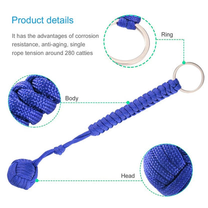 การป้องกันความปลอดภัยกลางแจ้งสีดำกำปั้นลิงลูกปืนเหล็กป้องกันตัวเอง Lanyard Survival Key CHAIN
