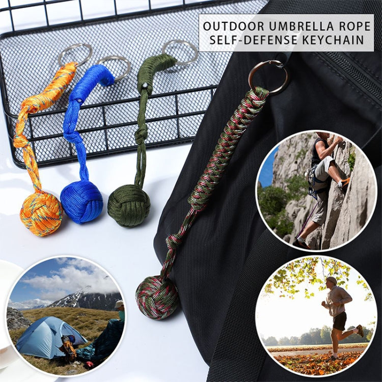 การป้องกันความปลอดภัยกลางแจ้งสีดำกำปั้นลิงลูกปืนเหล็กป้องกันตัวเอง Lanyard Survival Key CHAIN