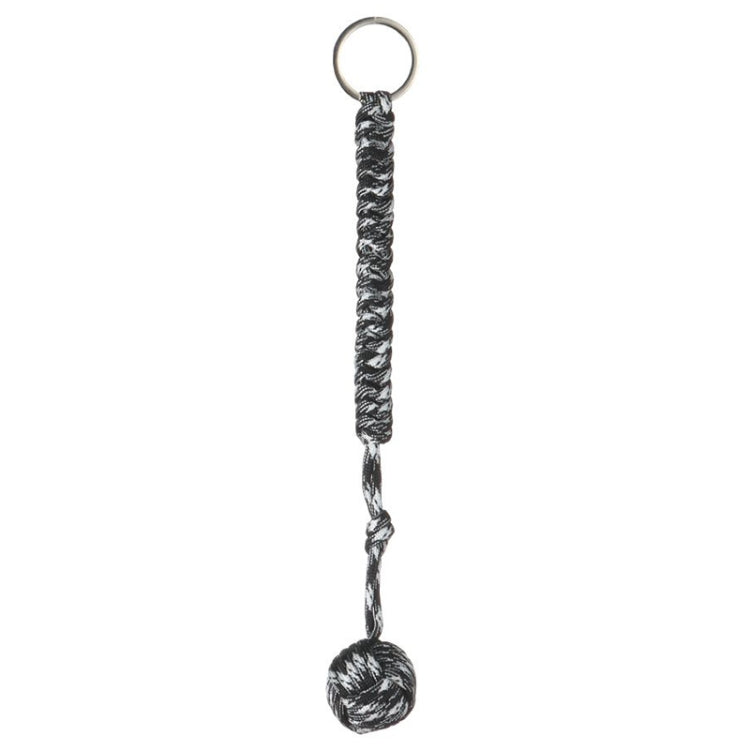 การป้องกันความปลอดภัยกลางแจ้งสีดำกำปั้นลิงลูกปืนเหล็กป้องกันตัวเอง Lanyard Survival Key CHAIN