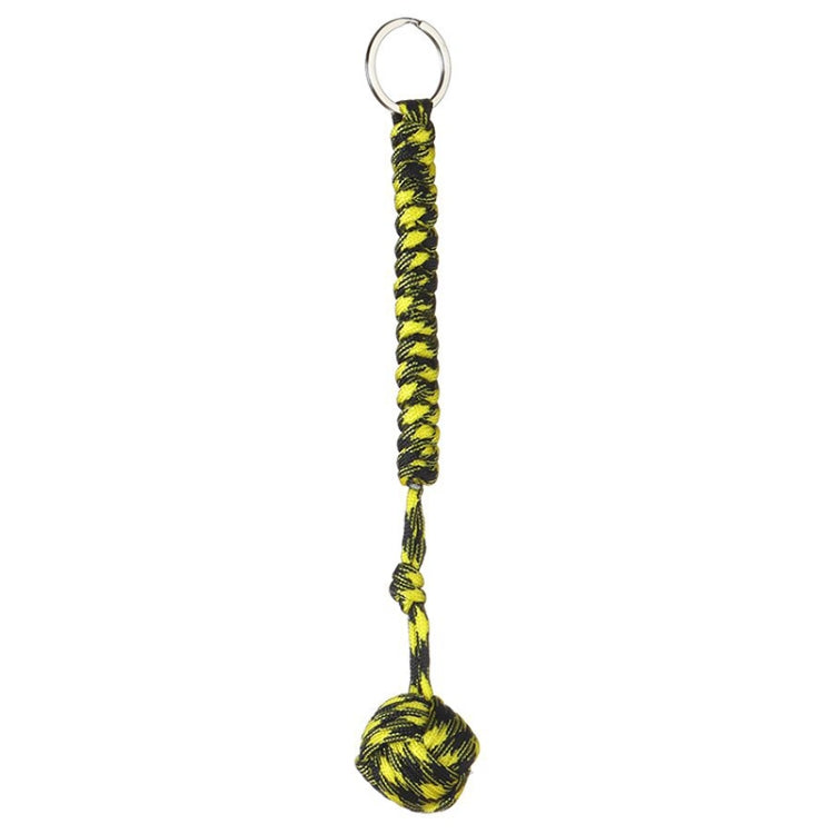 การป้องกันความปลอดภัยกลางแจ้งสีดำกำปั้นลิงลูกปืนเหล็กป้องกันตัวเอง Lanyard Survival Key CHAIN