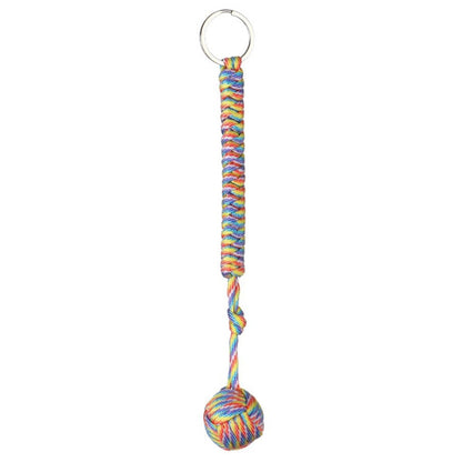 การป้องกันความปลอดภัยกลางแจ้งสีดำกำปั้นลิงลูกปืนเหล็กป้องกันตัวเอง Lanyard Survival Key CHAIN