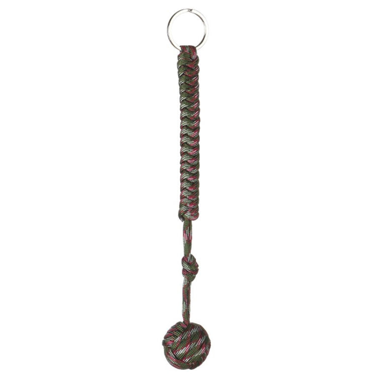 การป้องกันความปลอดภัยกลางแจ้งสีดำกำปั้นลิงลูกปืนเหล็กป้องกันตัวเอง Lanyard Survival Key CHAIN