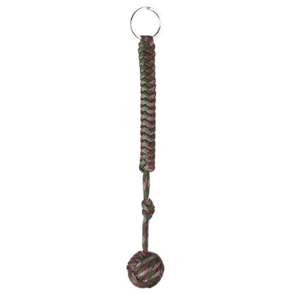 การป้องกันความปลอดภัยกลางแจ้งสีดำกำปั้นลิงลูกปืนเหล็กป้องกันตัวเอง Lanyard Survival Key CHAIN