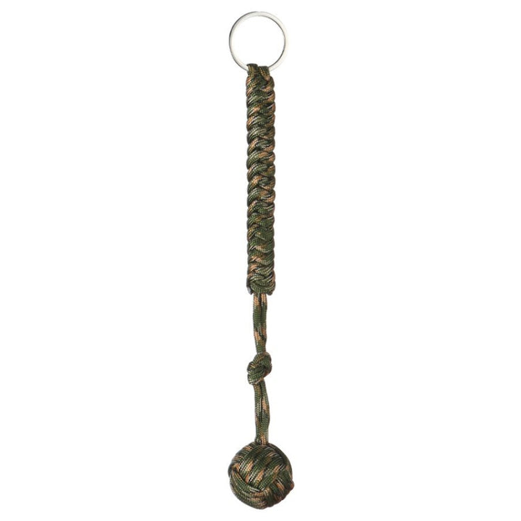 การป้องกันความปลอดภัยกลางแจ้งสีดำกำปั้นลิงลูกปืนเหล็กป้องกันตัวเอง Lanyard Survival Key CHAIN