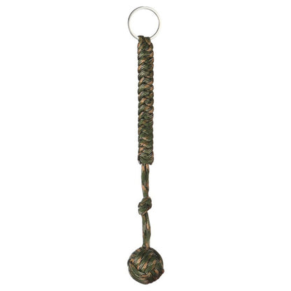 การป้องกันความปลอดภัยกลางแจ้งสีดำกำปั้นลิงลูกปืนเหล็กป้องกันตัวเอง Lanyard Survival Key CHAIN