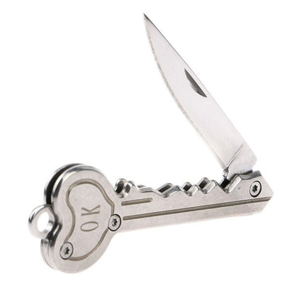 มีดมินิมีดยุทธวิธีค่ายกลางแจ้งพวงกุญแจแหวนพวงกุญแจพับ Self Defense Security Multi เครื่องมือ