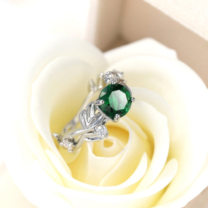 คริสตัล Vine Leaf Design แหวนหมั้นแฟชั่นสำหรับเครื่องประดับสตรี, 8