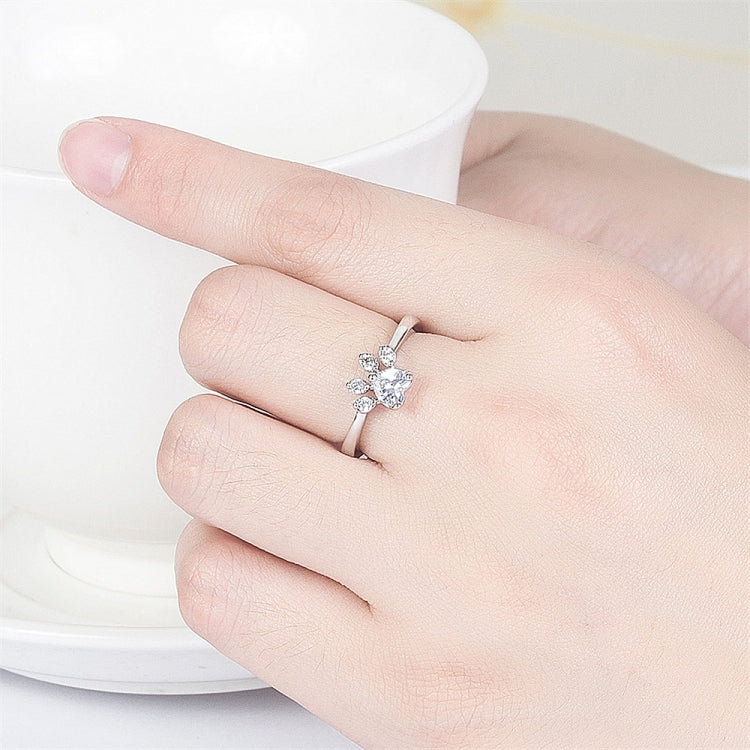 ผู้หญิงคริสตัลน่ารัก Cat Claw เปิดเครื่องประดับแหวนปรับได้