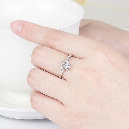 ผู้หญิงคริสตัลน่ารัก Cat Claw เปิดเครื่องประดับแหวนปรับได้
