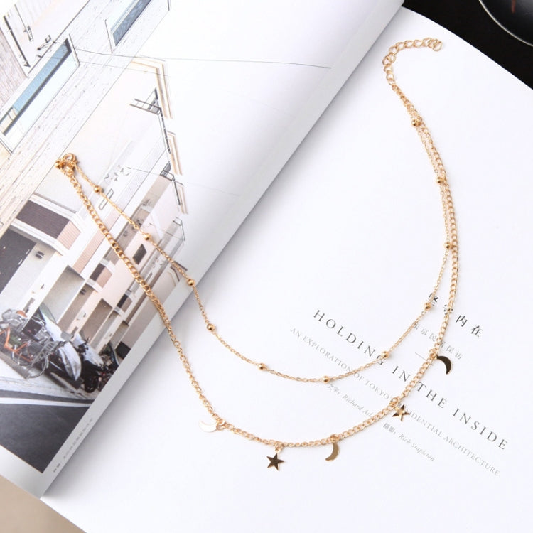 5 ชิ้น Simple Double Moon Star สร้อยคอสั้น