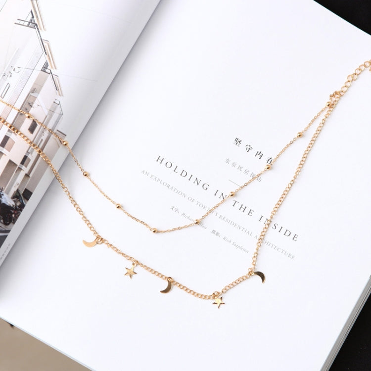 5 ชิ้น Simple Double Moon Star สร้อยคอสั้น