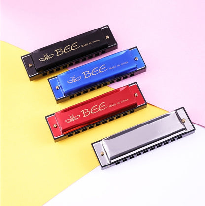 BEE 10 หลุมดูอัลโทน C Tone Brace Harmonica, สีเงิน, สีน้ำเงิน, สีดำ, สีแดง