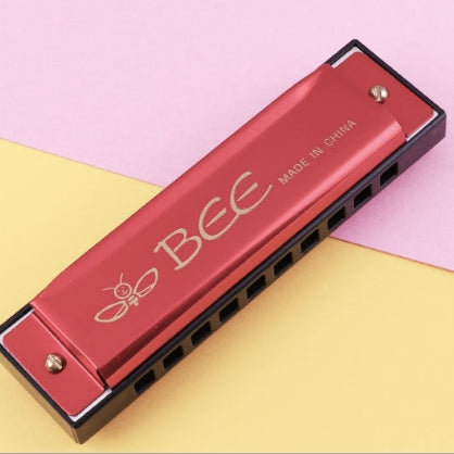 BEE 10 หลุมดูอัลโทน C Tone Brace Harmonica, สีเงิน, สีน้ำเงิน, สีดำ, สีแดง
