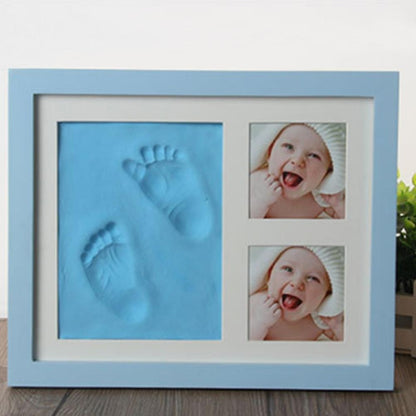 Baby Hand Foot พิมพ์แม่พิมพ์ Maker กรอบรูปไม้พร้อมฝาครอบชุดโคลนลายนิ้วมือ