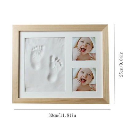 Baby Hand Foot พิมพ์แม่พิมพ์ Maker กรอบรูปไม้พร้อมฝาครอบชุดโคลนลายนิ้วมือ