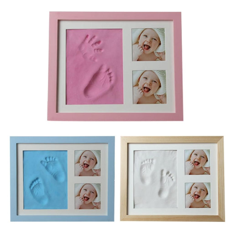 Baby Hand Foot พิมพ์แม่พิมพ์ Maker กรอบรูปไม้พร้อมฝาครอบชุดโคลนลายนิ้วมือ