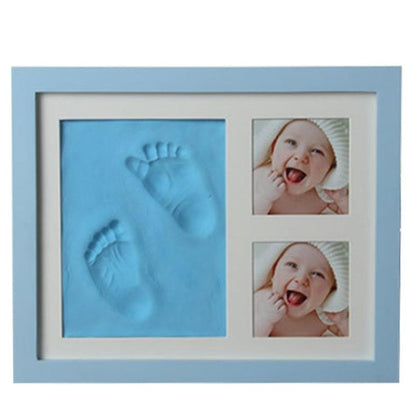 Baby Hand Foot พิมพ์แม่พิมพ์ Maker กรอบรูปไม้พร้อมฝาครอบชุดโคลนลายนิ้วมือ