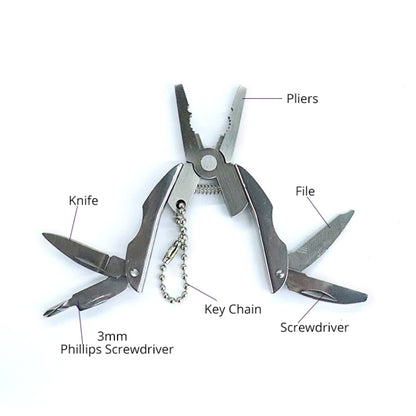 คีมพับอเนกประสงค์แบบพกพาสแตนเลสพับมีดพวงกุญแจไขควง, Knife Keychain Screwdriver