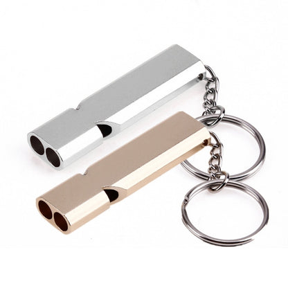 Mini แบบพกพา 120 db ท่อคู่เดซิเบลสูงกลางแจ้ง Camping Hiking Survival Whistle คู่-ความถี่นกหวีดฉุกเฉินพวงกุญแจ, 3 PCS Silver, 3 PCS Gold