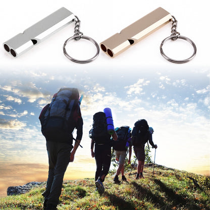 Mini แบบพกพา 120 db ท่อคู่เดซิเบลสูงกลางแจ้ง Camping Hiking Survival Whistle คู่-ความถี่นกหวีดฉุกเฉินพวงกุญแจ, 3 PCS Silver, 3 PCS Gold