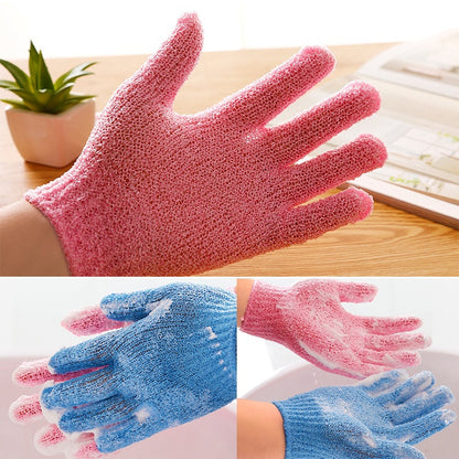 5 ชิ้นอาบน้ำอาบน้ำถุงมือขัดผิวนวดสปาขัดผิวถุงมือ, สีม่วง, สีเขียว, สีน้ำเงิน, สีส้ม, สีแดง