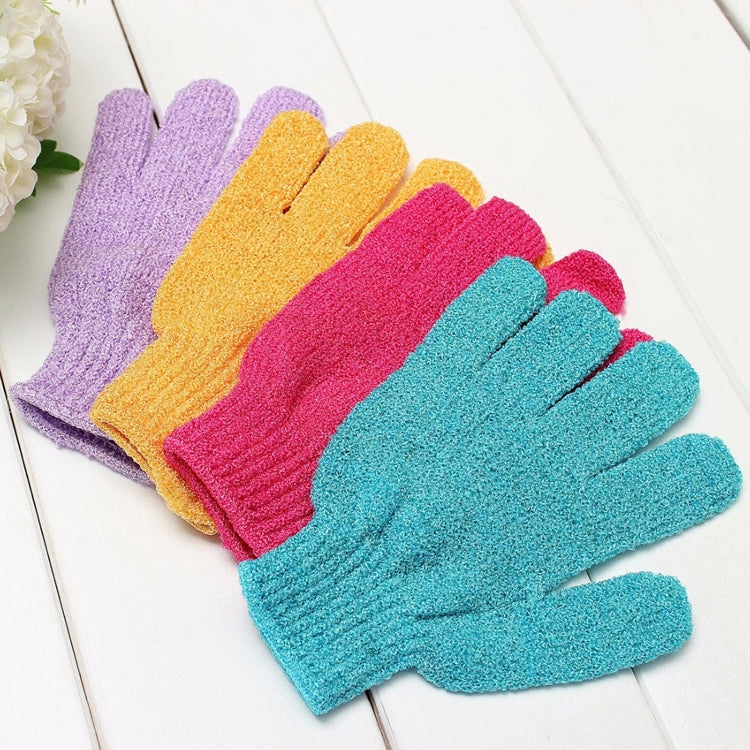5 ชิ้นอาบน้ำอาบน้ำถุงมือขัดผิวนวดสปาขัดผิวถุงมือ, สีม่วง, สีเขียว, สีน้ำเงิน, สีส้ม, สีแดง