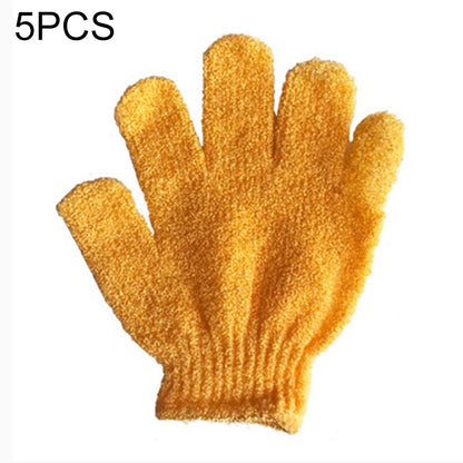 5 ชิ้นอาบน้ำอาบน้ำถุงมือขัดผิวนวดสปาขัดผิวถุงมือ, สีม่วง, สีเขียว, สีน้ำเงิน, สีส้ม, สีแดง