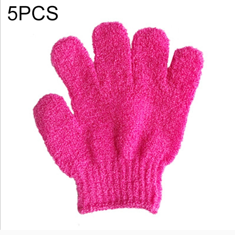 5 ชิ้นอาบน้ำอาบน้ำถุงมือขัดผิวนวดสปาขัดผิวถุงมือ, สีม่วง, สีเขียว, สีน้ำเงิน, สีส้ม, สีแดง