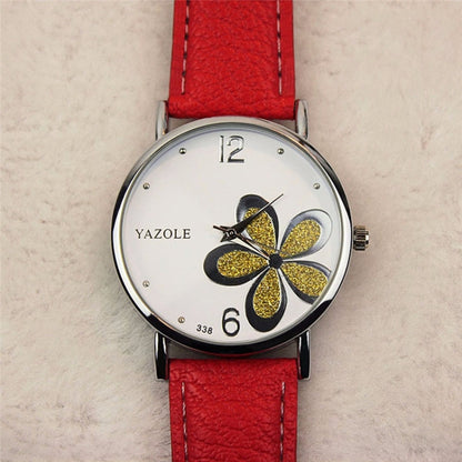 YAZOLE นาฬิกาควอทซ์ลายโคลเวอร์สี่ใบสไตล์ OL สุภาพสตรี