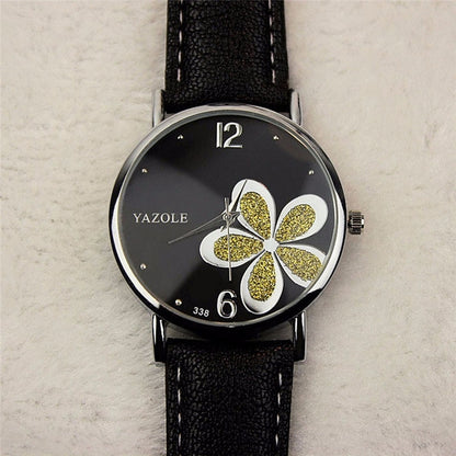 YAZOLE นาฬิกาควอทซ์ลายโคลเวอร์สี่ใบสไตล์ OL สุภาพสตรี