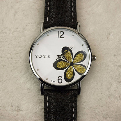 YAZOLE นาฬิกาควอทซ์ลายโคลเวอร์สี่ใบสไตล์ OL สุภาพสตรี