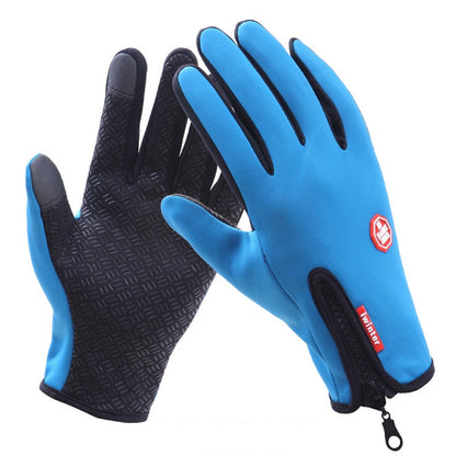 ถุงมือขี่จักรยานเต็มนิ้ว Neoprene PU หนังระบายอากาศฤดูหนาวที่อบอุ่นถุงมือกีฬากลางแจ้ง, M, L, XL