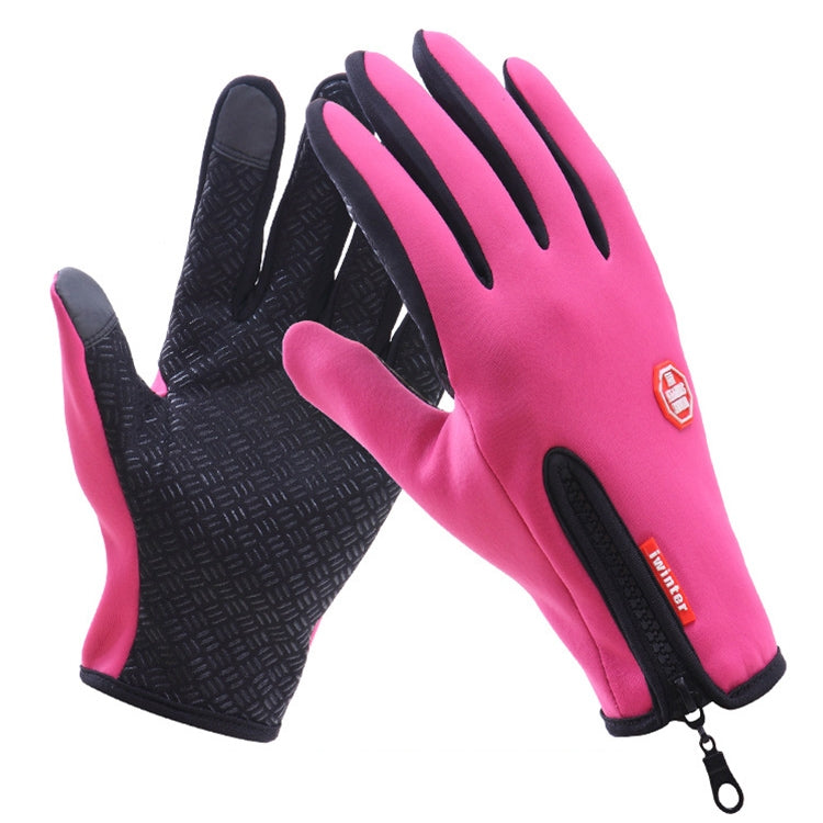 ถุงมือขี่จักรยานเต็มนิ้ว Neoprene PU หนังระบายอากาศฤดูหนาวที่อบอุ่นถุงมือกีฬากลางแจ้ง, M, L, XL