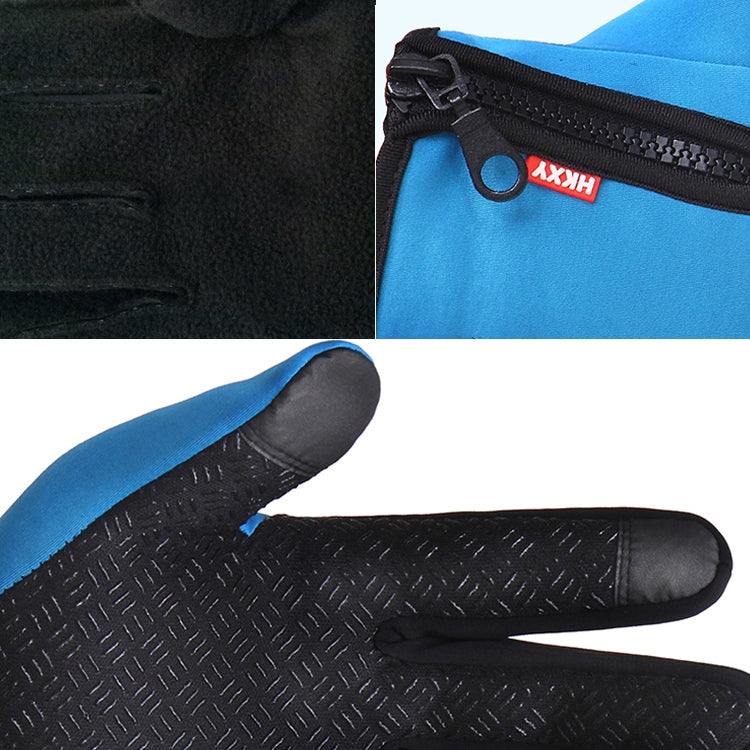 ถุงมือขี่จักรยานเต็มนิ้ว Neoprene PU หนังระบายอากาศฤดูหนาวที่อบอุ่นถุงมือกีฬากลางแจ้ง, M, L, XL