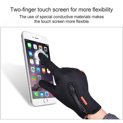 ถุงมือขี่จักรยานเต็มนิ้ว Neoprene PU หนังระบายอากาศฤดูหนาวที่อบอุ่นถุงมือกีฬากลางแจ้ง, M, L, XL