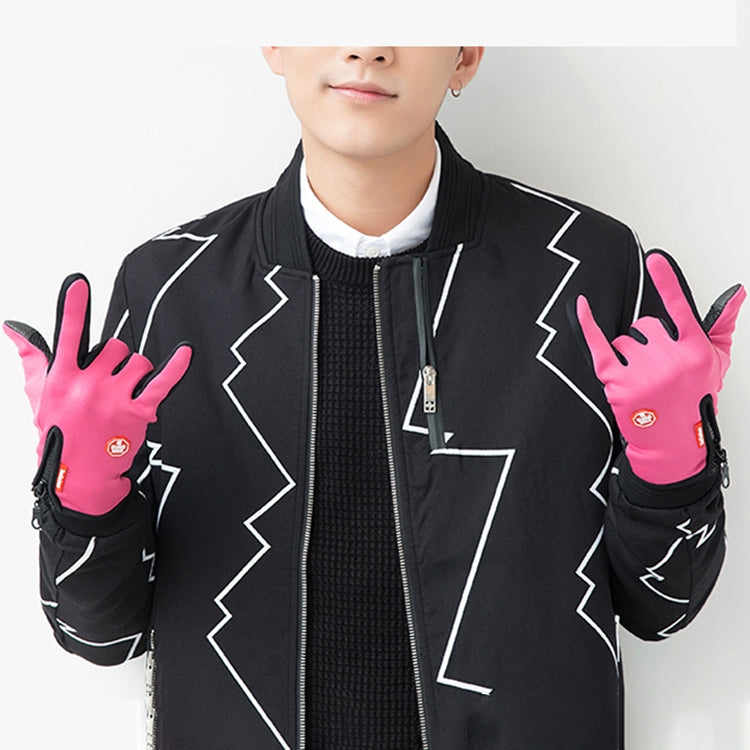 ถุงมือขี่จักรยานเต็มนิ้ว Neoprene PU หนังระบายอากาศฤดูหนาวที่อบอุ่นถุงมือกีฬากลางแจ้ง, M, L, XL